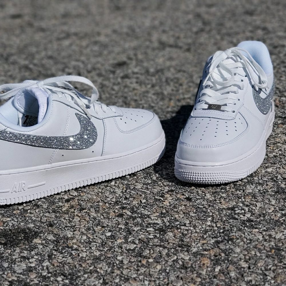 Nike Air Force 1 One Custom White Silver